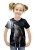 Заказать детскую футболку в Москве. Футболка с полной запечаткой для девочек Одиночество Волка от  PRO_DESIGN - готовые дизайны и нанесение принтов.
