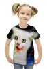 Заказать детскую футболку в Москве. Футболка с полной запечаткой для девочек  Котенок от THE_NISE  - готовые дизайны и нанесение принтов.