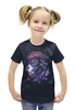Заказать детскую футболку в Москве. Футболка с полной запечаткой для девочек Акула и дельфинчик от T-shirt print  - готовые дизайны и нанесение принтов.