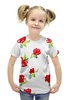 Заказать детскую футболку в Москве. Футболка с полной запечаткой для девочек Футболка Красные цветы от mrs-snit@yandex.ru - готовые дизайны и нанесение принтов.