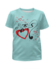 Заказать детскую футболку в Москве. Футболка с полной запечаткой для девочек Кошечка с сердечком (1) от ПРИНТЫ ПЕЧАТЬ  - готовые дизайны и нанесение принтов.