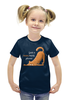 Заказать детскую футболку в Москве. Футболка с полной запечаткой для девочек Ленивый котик от ПРИНТЫ ПЕЧАТЬ  - готовые дизайны и нанесение принтов.