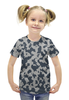 Заказать детскую футболку в Москве. Футболка с полной запечаткой для девочек Сине-Серый Камуфляж от armyshop - готовые дизайны и нанесение принтов.