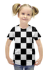 Заказать детскую футболку в Москве. Футболка с полной запечаткой для девочек Чёрно-белая клетка от Виктор Гришин - готовые дизайны и нанесение принтов.