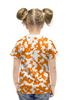 Заказать детскую футболку в Москве. Футболка с полной запечаткой для девочек Камуфляж Бело-Оранжевый от armyshop - готовые дизайны и нанесение принтов.