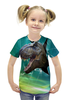 Заказать детскую футболку в Москве. Футболка с полной запечаткой для девочек Динозавр от aleks_say - готовые дизайны и нанесение принтов.