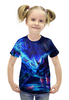 Заказать детскую футболку в Москве. Футболка с полной запечаткой для девочек Волк абстракция от  PRO_DESIGN - готовые дизайны и нанесение принтов.