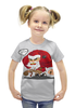 Заказать детскую футболку в Москве. Футболка с полной запечаткой для девочек Merry Christmas - рокер Санта от Илья Щеблецов - готовые дизайны и нанесение принтов.