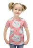 Заказать детскую футболку в Москве. Футболка с полной запечаткой для девочек Котики от Yaroslava - готовые дизайны и нанесение принтов.