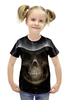 Заказать детскую футболку в Москве. Футболка с полной запечаткой для девочек Череп в капюшоне от weeert - готовые дизайны и нанесение принтов.