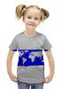 Заказать детскую футболку в Москве. Футболка с полной запечаткой для девочек Карта Мира от Виктор Гришин - готовые дизайны и нанесение принтов.
