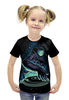 Заказать детскую футболку в Москве. Футболка с полной запечаткой для девочек Космический Диджей от printik - готовые дизайны и нанесение принтов.