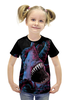 Заказать детскую футболку в Москве. Футболка с полной запечаткой для девочек Акула vs Осьминог от printik - готовые дизайны и нанесение принтов.