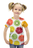 Заказать детскую футболку в Москве. Футболка с полной запечаткой для девочек Фруктовая от BeliySlon - готовые дизайны и нанесение принтов.