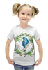 Заказать детскую футболку в Москве. Футболка с полной запечаткой для девочек синий попугай от juliafast77 - готовые дизайны и нанесение принтов.