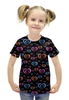 Заказать детскую футболку в Москве. Футболка с полной запечаткой для девочек Неоновые сердца, с выбором цвета фона. от bd-art  - готовые дизайны и нанесение принтов.