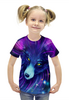 Заказать детскую футболку в Москве. Футболка с полной запечаткой для девочек Волк в Неоне от  PRO_DESIGN - готовые дизайны и нанесение принтов.