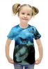 Заказать детскую футболку в Москве. Футболка с полной запечаткой для девочек Волк в ночи от  PRO_DESIGN - готовые дизайны и нанесение принтов.