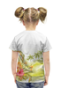Заказать детскую футболку в Москве. Футболка с полной запечаткой для девочек Тропические цветы, пальмы. от valezar - готовые дизайны и нанесение принтов.