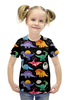 Заказать детскую футболку в Москве. Футболка с полной запечаткой для девочек Динозавры от nadegda - готовые дизайны и нанесение принтов.