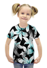 Заказать детскую футболку в Москве. Футболка с полной запечаткой для девочек Голубые цветы от THE_NISE  - готовые дизайны и нанесение принтов.