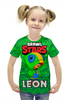 Заказать детскую футболку в Москве. Футболка с полной запечаткой для девочек Brawl Stars LEON от balden - готовые дизайны и нанесение принтов.
