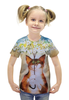 Заказать детскую футболку в Москве. Футболка с полной запечаткой для девочек Котик с ромашками от T-shirt print  - готовые дизайны и нанесение принтов.