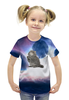 Заказать детскую футболку в Москве. Футболка с полной запечаткой для девочек  Кот в космосе от THE_NISE  - готовые дизайны и нанесение принтов.