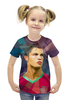 Заказать детскую футболку в Москве. Футболка с полной запечаткой для девочек Футбольная мозайка Криштиану Роналду от CoolDesign - готовые дизайны и нанесение принтов.