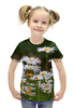 Заказать детскую футболку в Москве. Футболка с полной запечаткой для девочек ромашки от THE_NISE  - готовые дизайны и нанесение принтов.