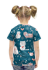Заказать детскую футболку в Москве. Футболка с полной запечаткой для девочек Прикольные Коты от Amerikanka - готовые дизайны и нанесение принтов.