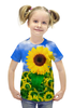 Заказать детскую футболку в Москве. Футболка с полной запечаткой для девочек Подсолнух от valezar - готовые дизайны и нанесение принтов.