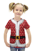 Заказать детскую футболку в Москве. Футболка с полной запечаткой для девочек Костюм Деда Мороза от Amerikanka - готовые дизайны и нанесение принтов.