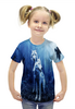 Заказать детскую футболку в Москве. Футболка с полной запечаткой для девочек 2 Волка от  PRO_DESIGN - готовые дизайны и нанесение принтов.