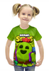 Заказать детскую футболку в Москве. Футболка с полной запечаткой для девочек BRAWL STARS SPIKE  от geekbox - готовые дизайны и нанесение принтов.