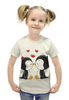 Заказать детскую футболку в Москве. Футболка с полной запечаткой для девочек Влюбленные пингвины от Илья Щеблецов - готовые дизайны и нанесение принтов.
