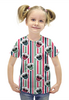 Заказать детскую футболку в Москве. Футболка с полной запечаткой для девочек МОПСЫ В ПОЛОСКУ от ELENA ZHARINOVA - готовые дизайны и нанесение принтов.