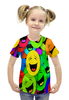 Заказать детскую футболку в Москве. Футболка с полной запечаткой для девочек Смайлы от THE_NISE  - готовые дизайны и нанесение принтов.