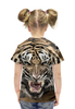 Заказать детскую футболку в Москве. Футболка с полной запечаткой для девочек уссурийский тигр 2 от Маверик - готовые дизайны и нанесение принтов.