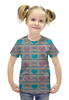 Заказать детскую футболку в Москве. Футболка с полной запечаткой для девочек Сердечки (1) от ПРИНТЫ ПЕЧАТЬ  - готовые дизайны и нанесение принтов.