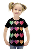 Заказать детскую футболку в Москве. Футболка с полной запечаткой для девочек Сердечки от anomalica - готовые дизайны и нанесение принтов.