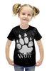 Заказать детскую футболку в Москве. Футболка с полной запечаткой для девочек Лапа волка от weeert - готовые дизайны и нанесение принтов.