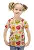 Заказать детскую футболку в Москве. Футболка с полной запечаткой для девочек Сердечки цветные от THE_NISE  - готовые дизайны и нанесение принтов.