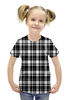 Заказать детскую футболку в Москве. Футболка с полной запечаткой для девочек Черно-белая клетка от THE_NISE  - готовые дизайны и нанесение принтов.