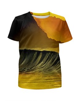 Заказать детскую футболку в Москве. Футболка с полной запечаткой для девочек Волны моря от THE_NISE  - готовые дизайны и нанесение принтов.
