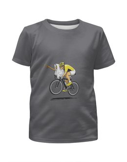 Заказать детскую футболку в Москве. Футболка с полной запечаткой для девочек Велосипедист  от ПРИНТЫ ПЕЧАТЬ  - готовые дизайны и нанесение принтов.