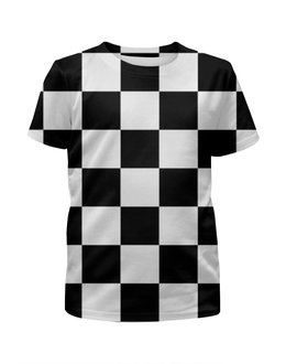 Заказать детскую футболку в Москве. Футболка с полной запечаткой для девочек Чёрно-белая клетка от Виктор Гришин - готовые дизайны и нанесение принтов.