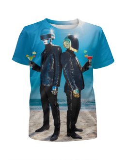Заказать детскую футболку в Москве. Футболка с полной запечаткой для девочек Daft Punk от cherdantcev - готовые дизайны и нанесение принтов.