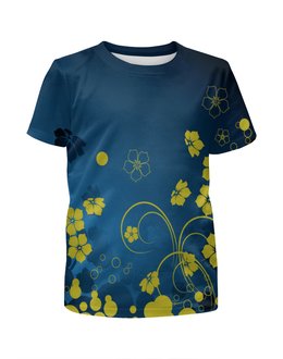 Заказать детскую футболку в Москве. Футболка с полной запечаткой для девочек узор цветов от THE_NISE  - готовые дизайны и нанесение принтов.