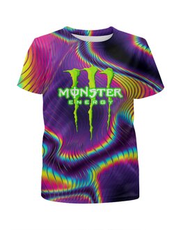 Заказать детскую футболку в Москве. Футболка с полной запечаткой для девочек Monster Energy от THE_NISE  - готовые дизайны и нанесение принтов.